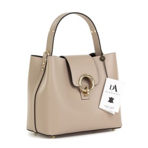 Geanta dama din piele naturala DiAmanti Alice Rose Taupe